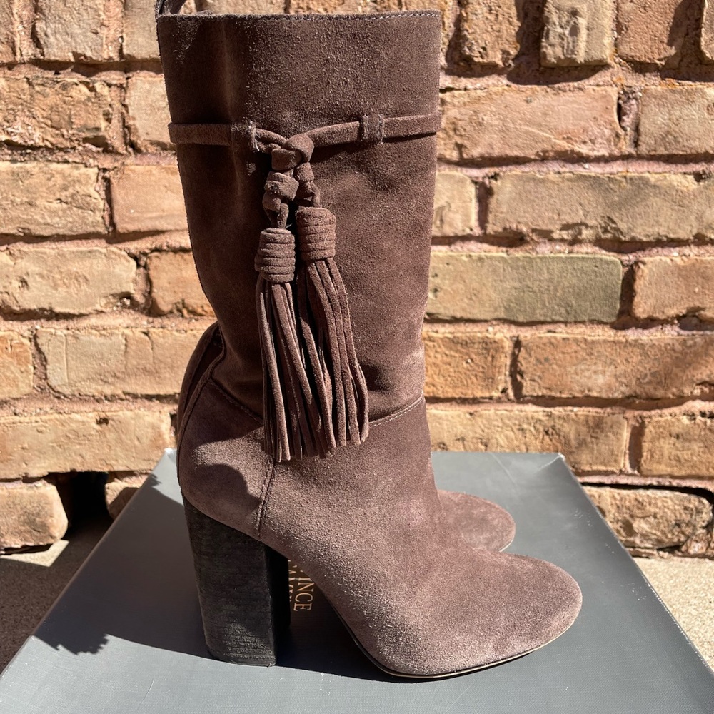 Suede Stack Heel Boots